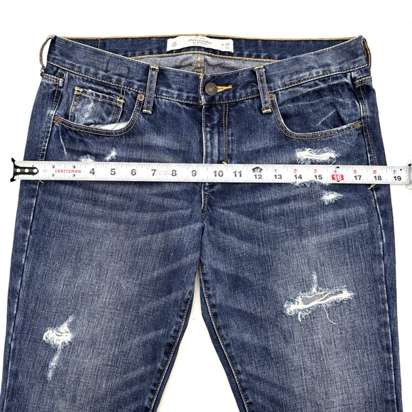 2016 Abercrombie & Fitch EMMA Medium Wash Distressed Bootcut Denim Jeans 31x29" - Picture 9 of 15
